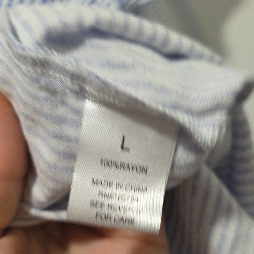Grand & Greene, Blue and White Stripe Flutter Sleeve Button Down Shirt - Picture 7 of 13